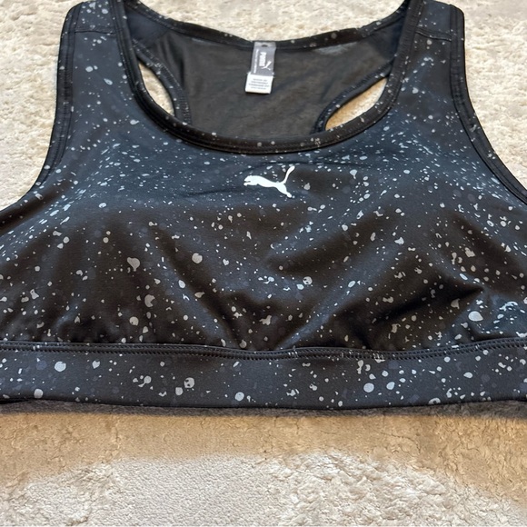 Puma 4Keeps Black Galaxy Print Sports Bra With Mesh Back Size Large - Picture 6 of 10